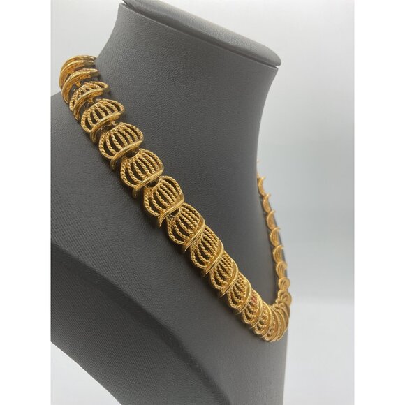 Trifari Gold-Tone Textured Rope Chain Necklace With Shepards Hook Clasp - Picture 2 of 4